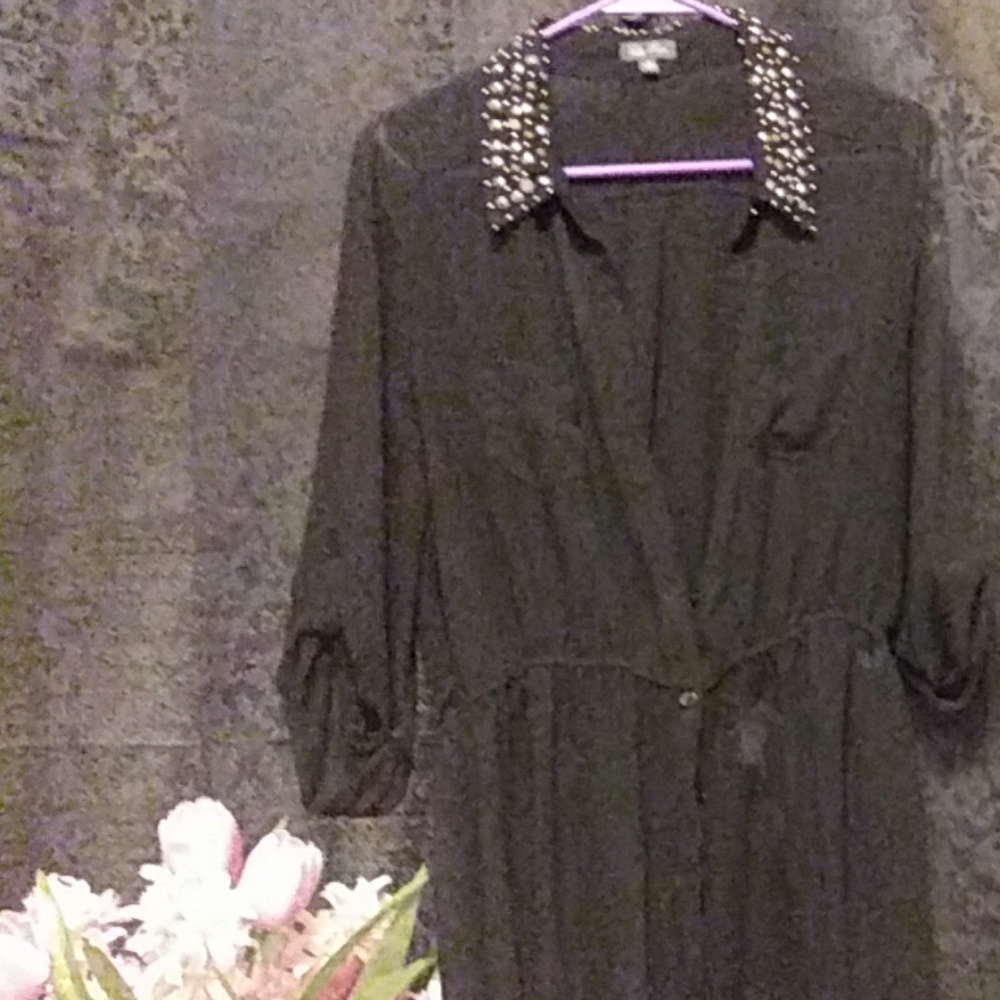 Lovely long, black, sheer tunic.